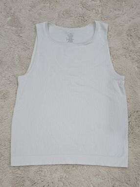 Anthropologie White Ribbed Scoop Tank